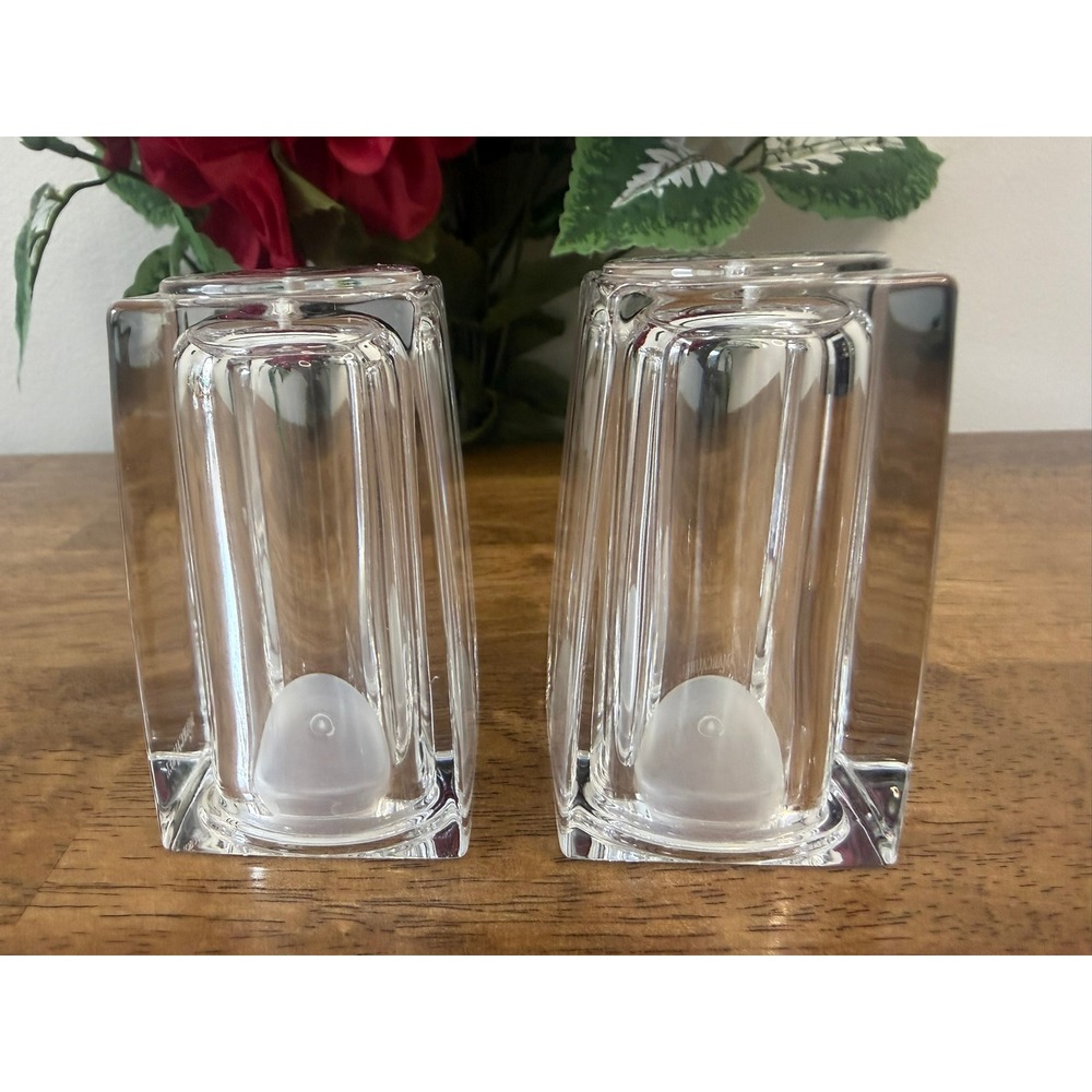Vintage‎ Marc Aurel Clear Glass Salt and Pepper Shakers Square Modern Design Set